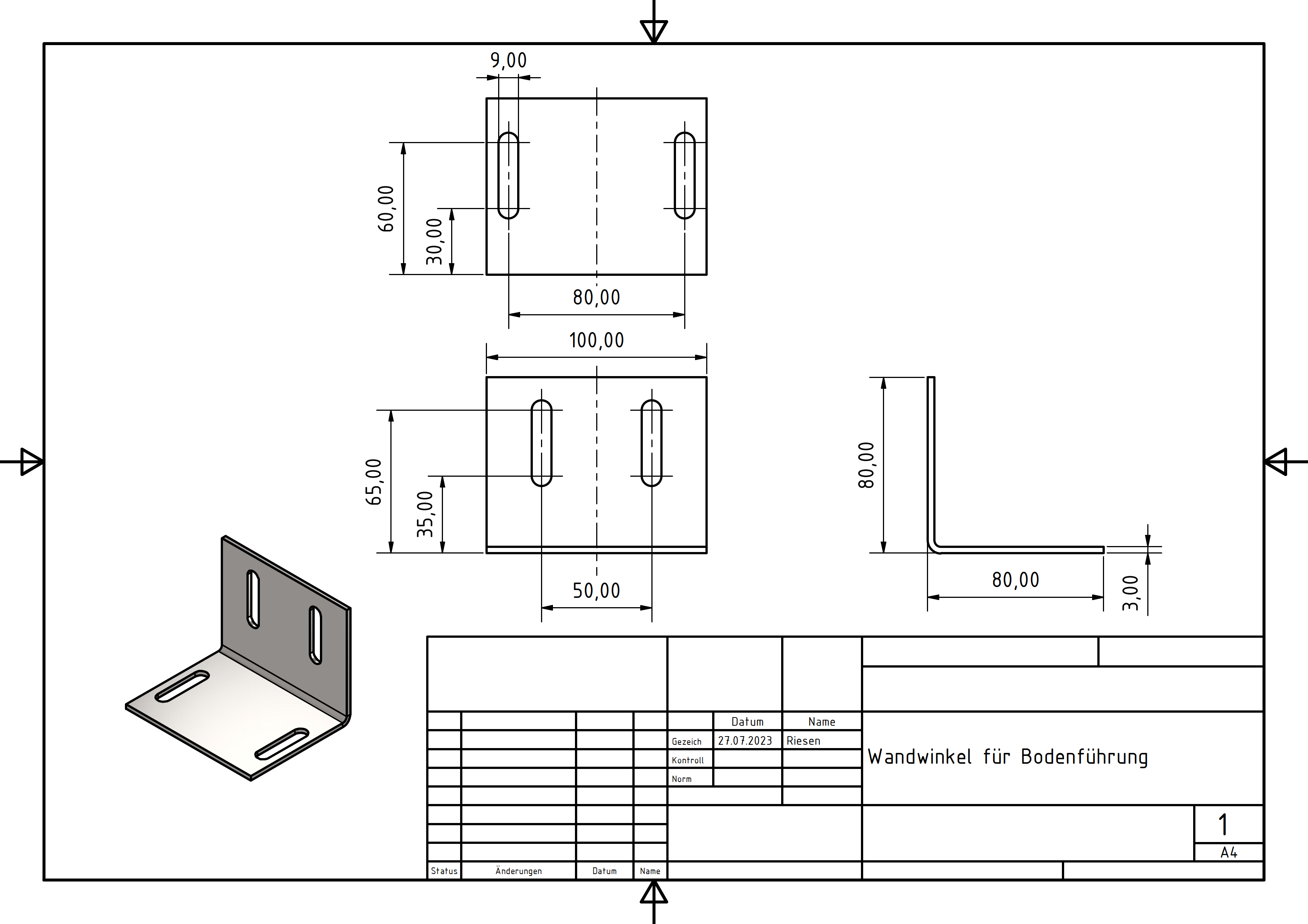 Wandwinkel für Bodenführung - 1 Schiene